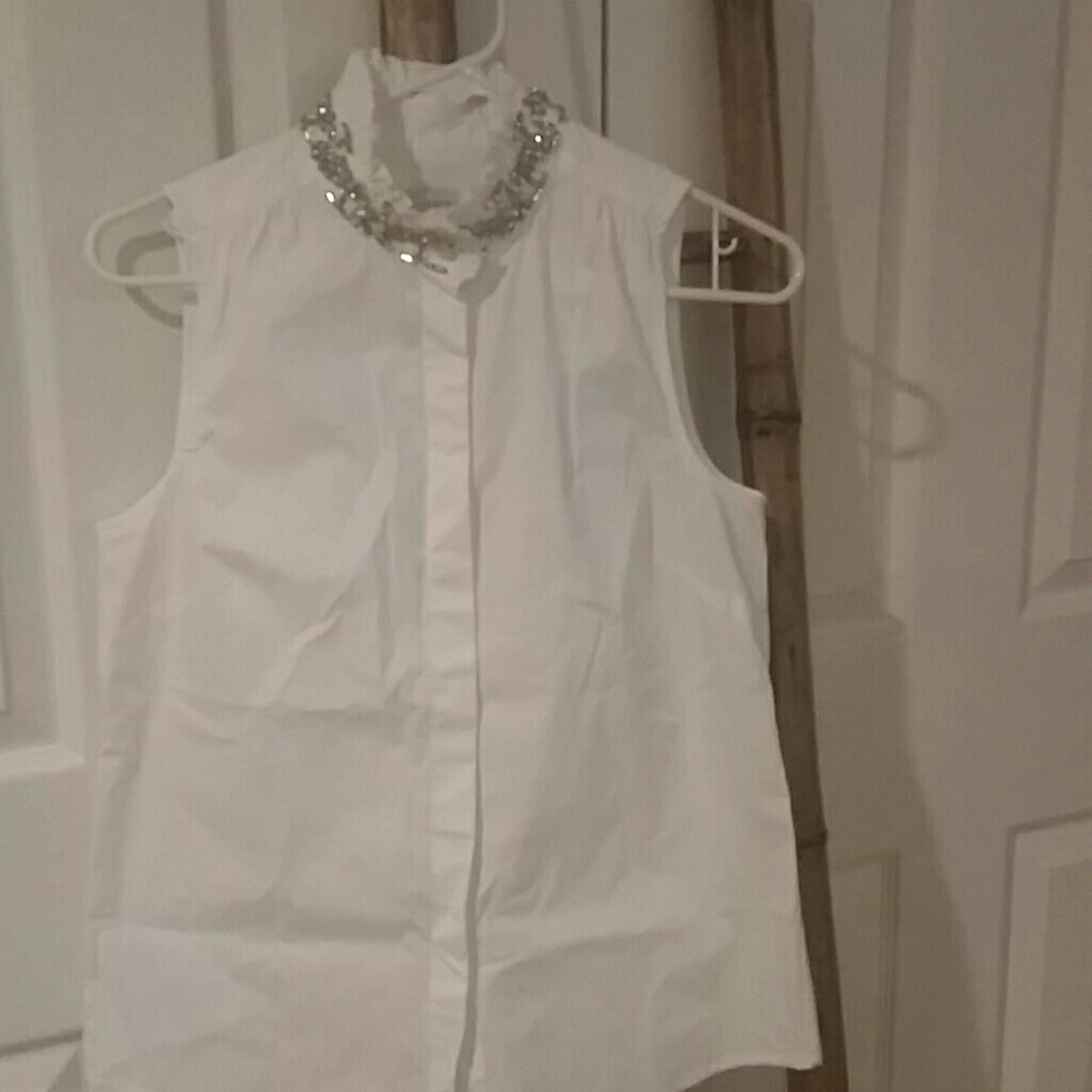 Gently used Jewel neck White J.Crew blouse size sm