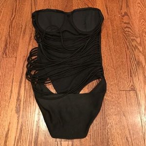 Black strapy back one piece