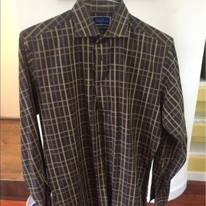 Men's plaid long sleeve business casual shirt