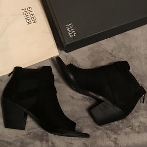 NIB EF List Nubuck Leather Peep Toe Ankle Booties