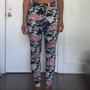 High waisted motel rocks dark floral jeans