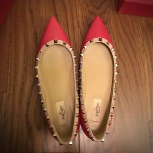 Valentino Rockstuds Matte Red Flats