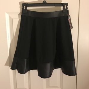 Black skirt with leather/pleather trim
