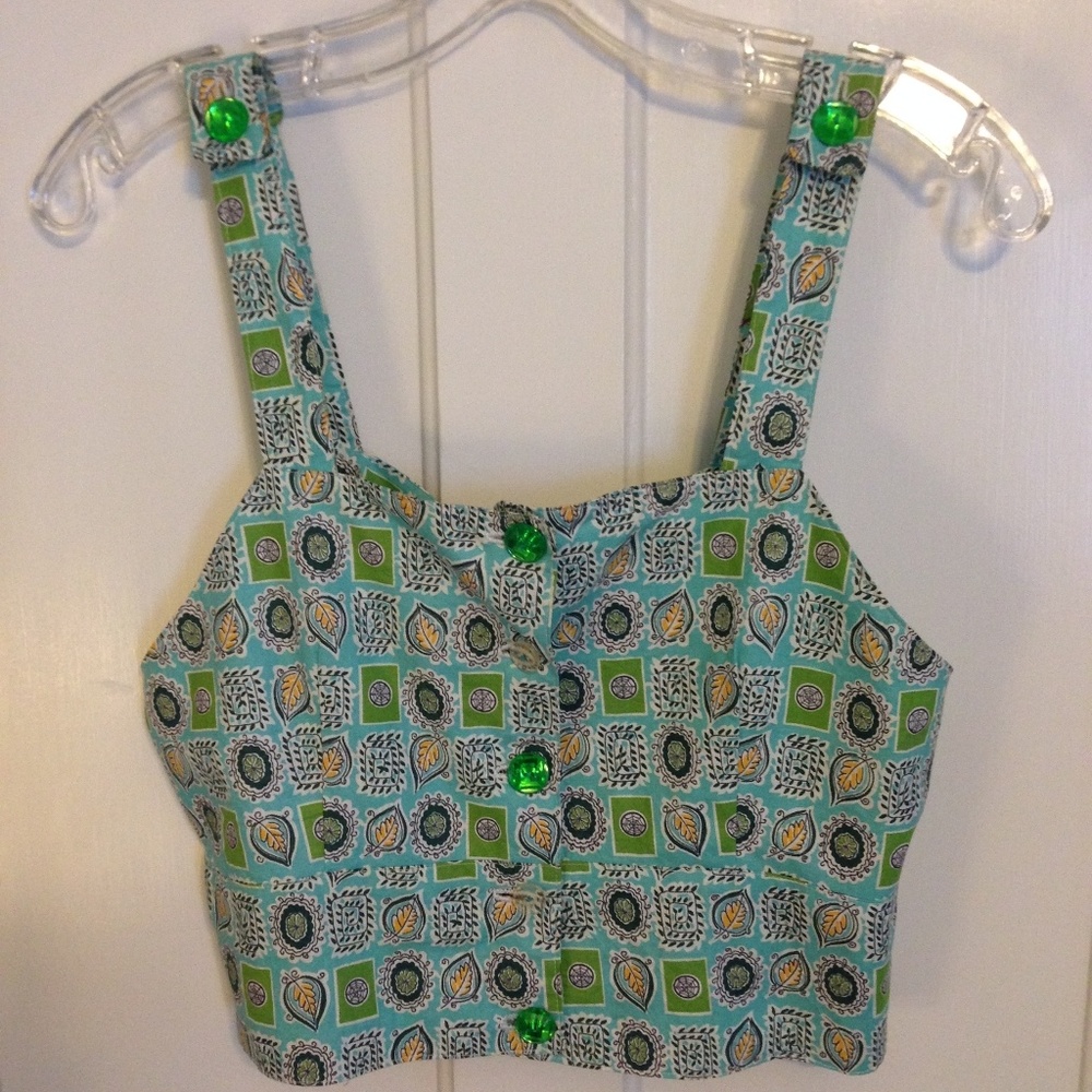 Super Cute Fair Trade Cotton Halter Top With Sparkly Buttons - Medium - Picture 2 of 6