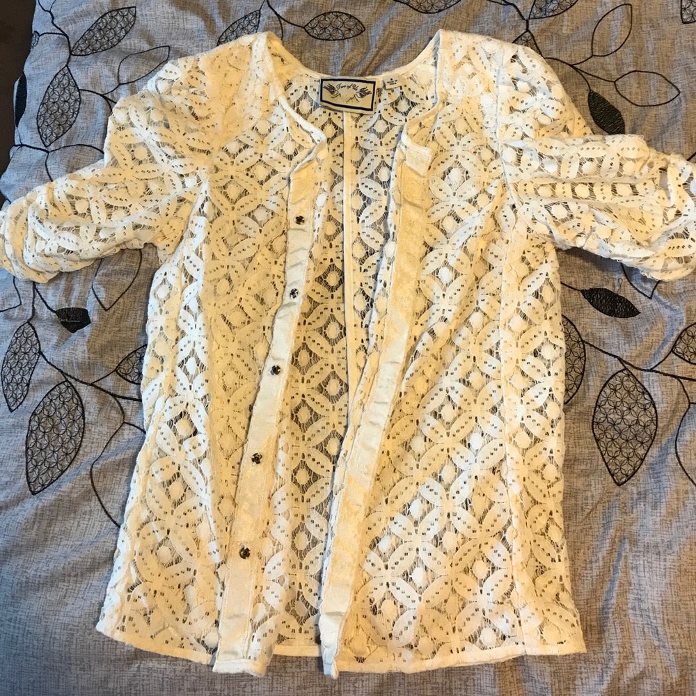 Lace button-up shirt