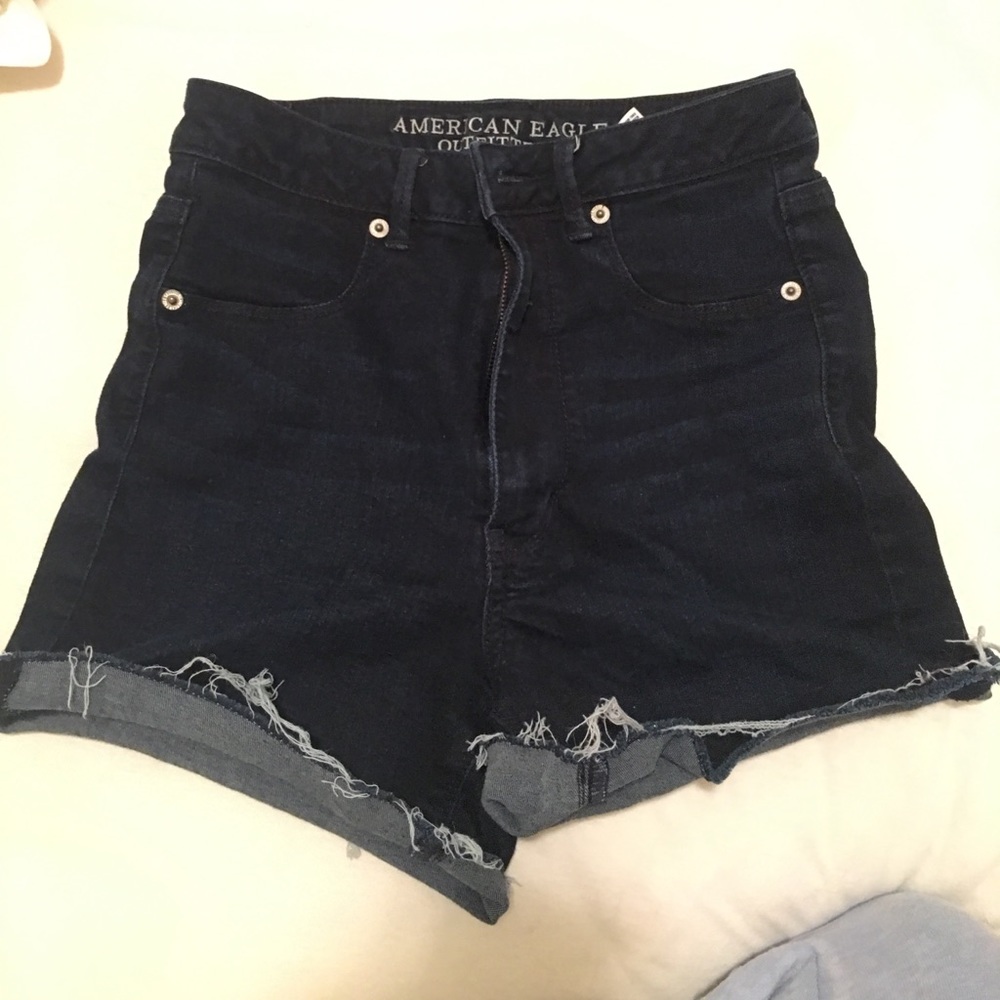 American eagle dark blue high waisted shorts-6