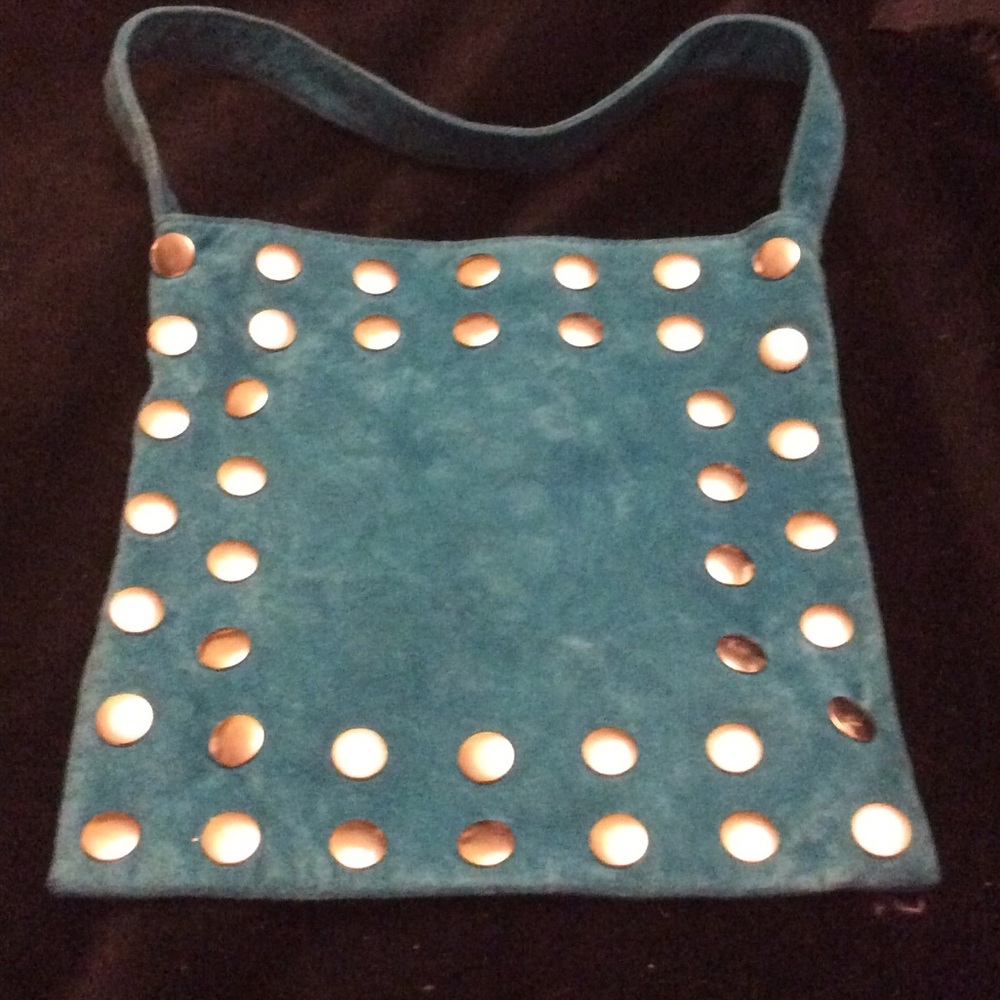 VINTAGE SUEDE BEBE BAG W/SILVER STUDS