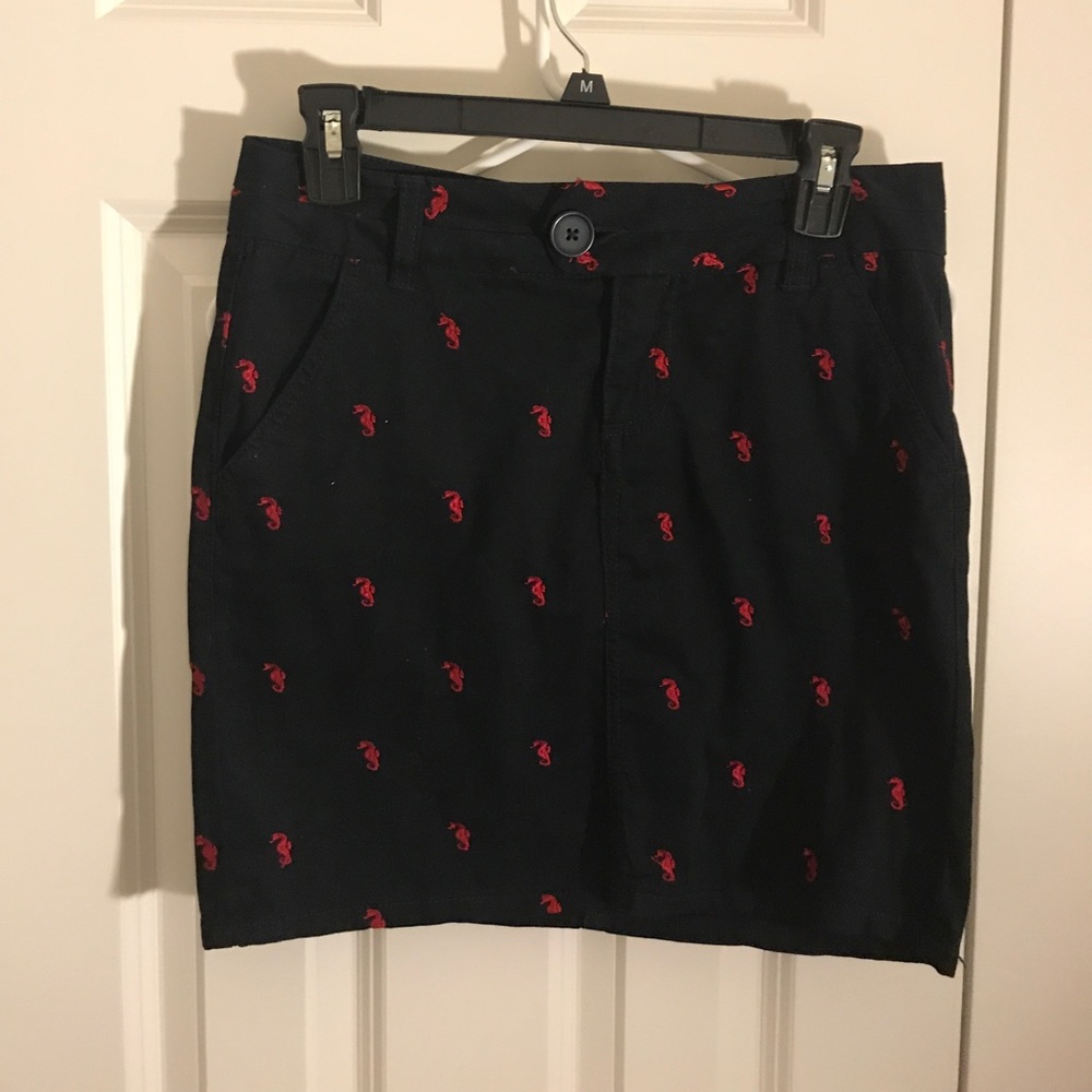 Navy skirt with red sea horses