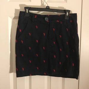 Navy skirt with red sea horses