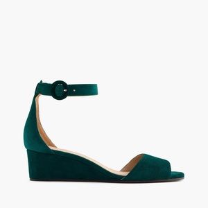 J. Crew Laila Wedges in Suede Size 6.5 Green