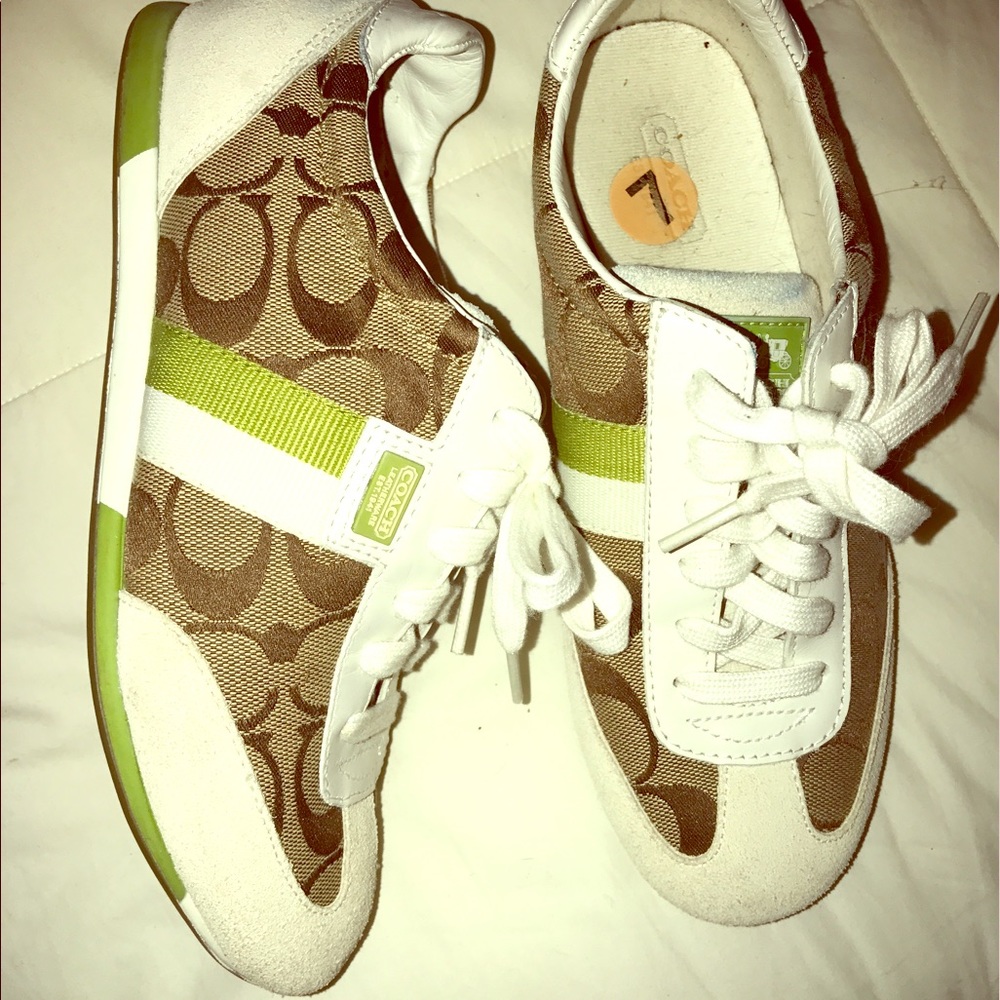 Lime green and classic signature coach sneakers
