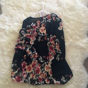 Black floral cardigan