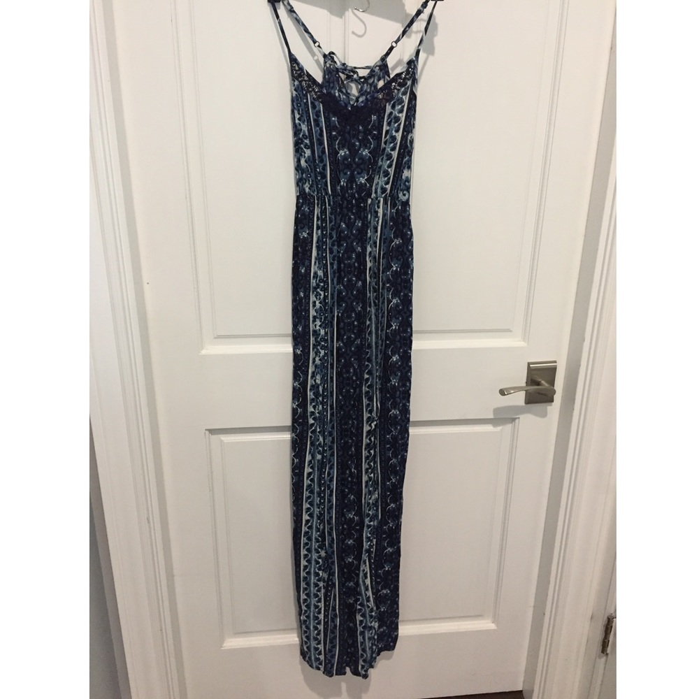 Blue embroidered maxi dress size medium