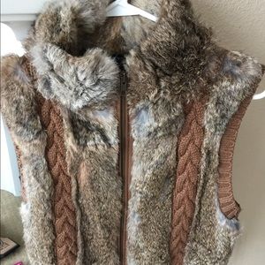 Bcbg fur trim sweater vest