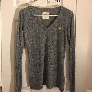 Abercrombie & Fitch Gray long sleeve V neck
