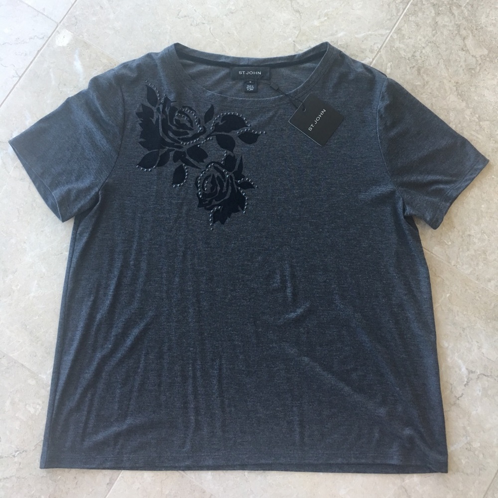 St. John dark grey floral t-shirt