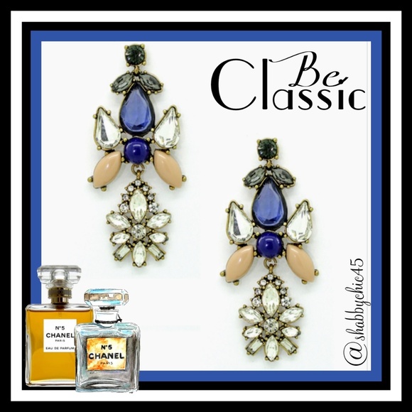 Blue Drop Statement Earrings - Picture 1 of 1