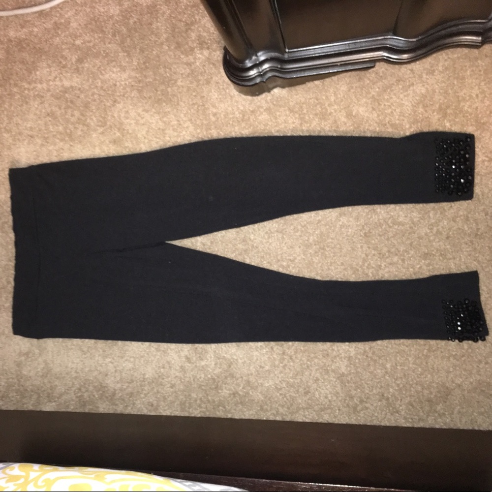 Black beaded leggings