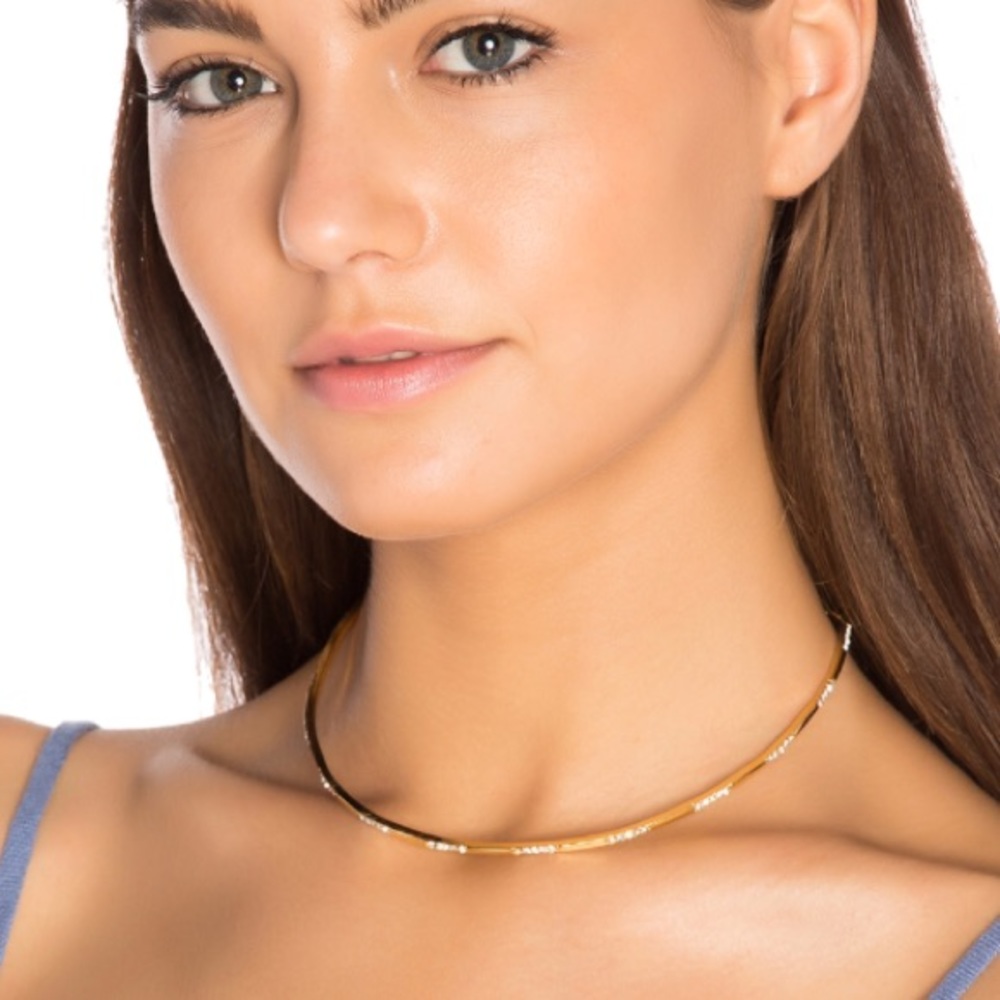 Luv AJ | Bar Choker with Scattered Pave Detail