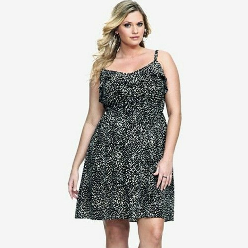 Torrid cheetah Challis Ruffle Tank Dress