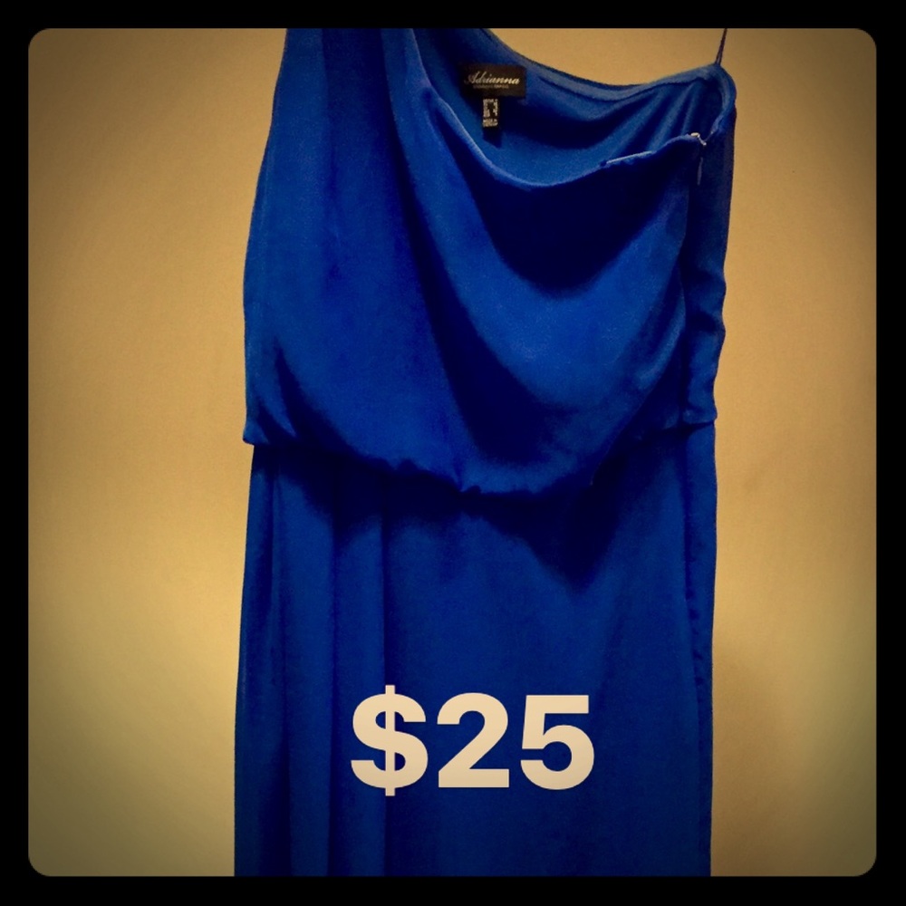 Royal blue one shoulder evening gown