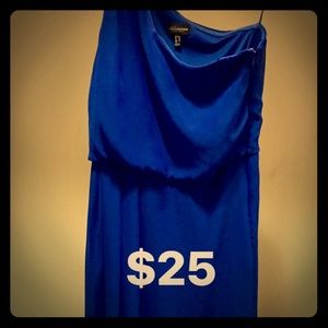 Royal blue one shoulder evening gown