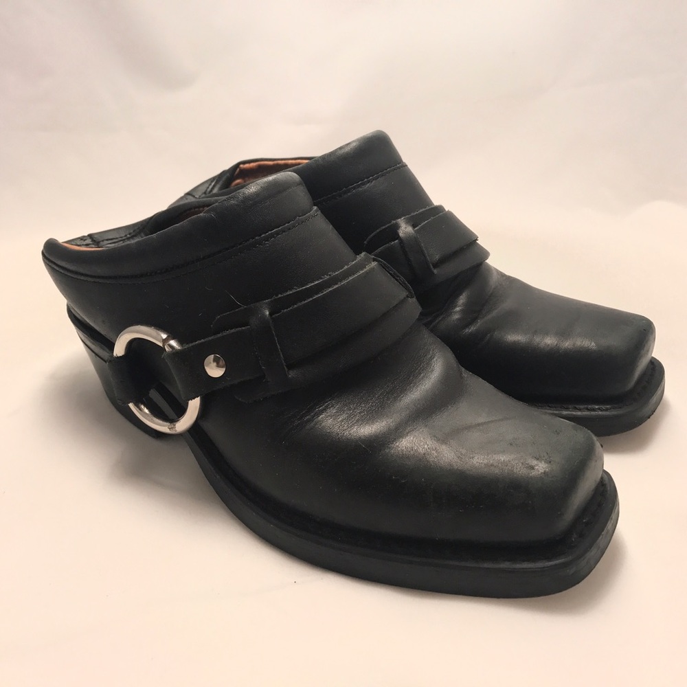 FRYE Belted Harness Mules - Leather Motorcycle