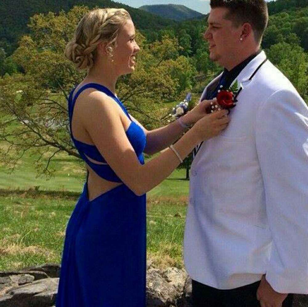 Blue Chiffon Prom or Formal Dress - Picture 3 of 4