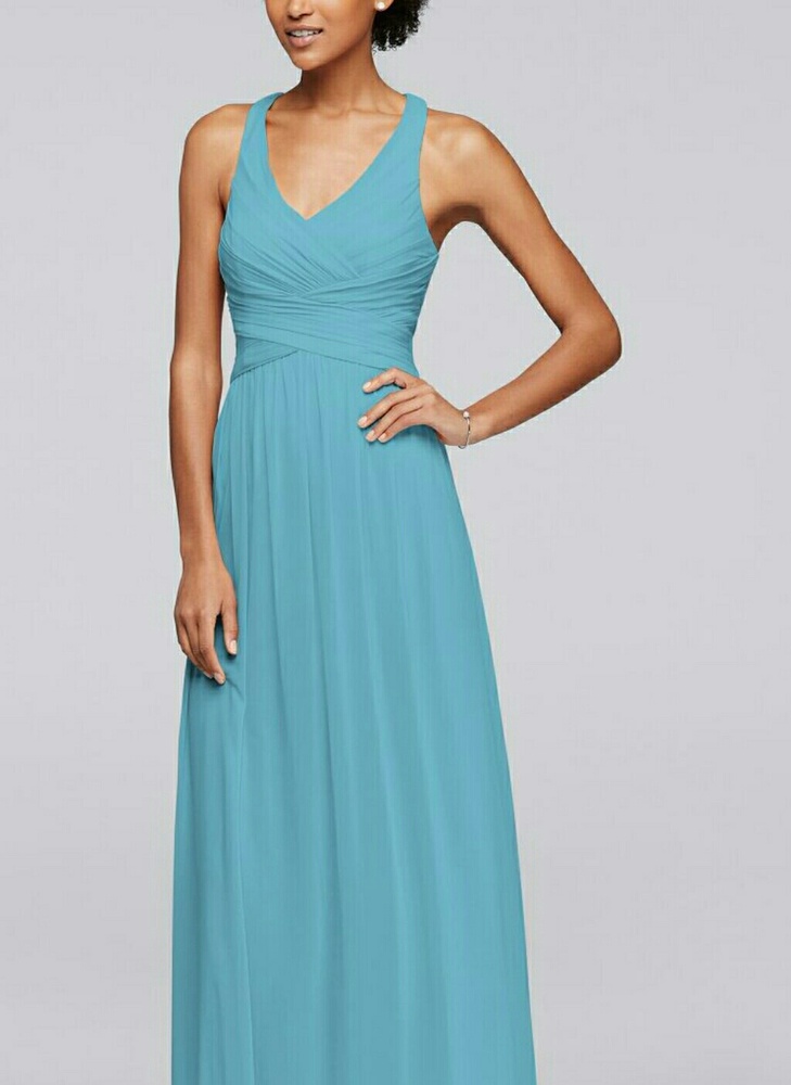 David's Bridal long dress with crisscross back