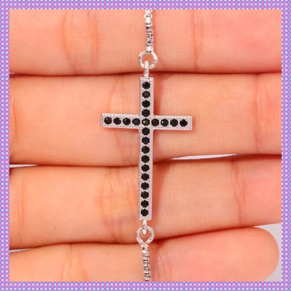 💝Black Onyx Cross Adjustable Bracelet💝 - Picture 2 of 4