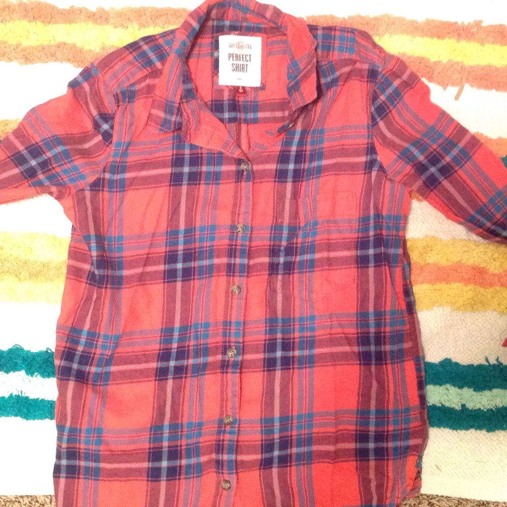 Pink and Blue button down top