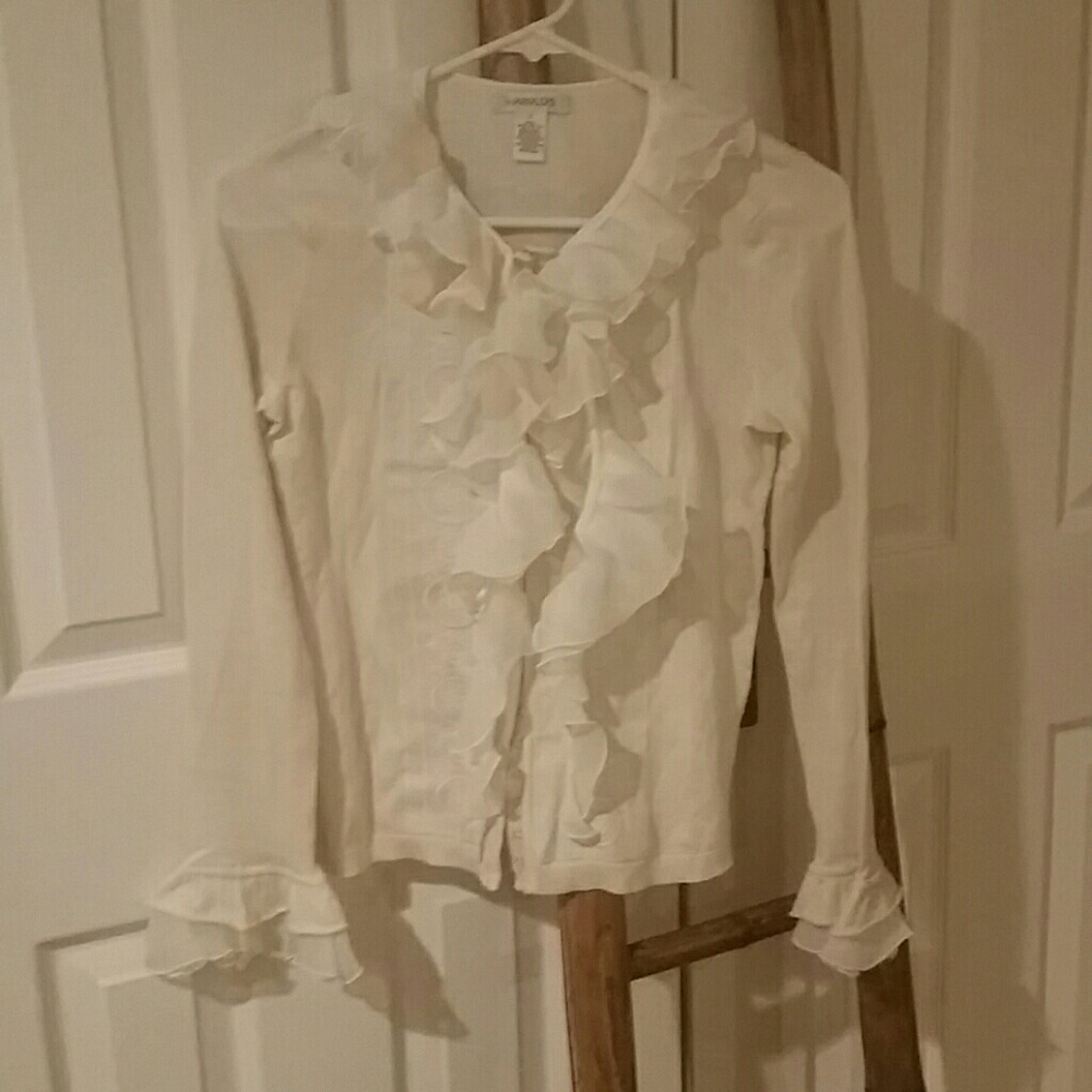 Ivory sweater  by Harrods  w/ruffled  collar