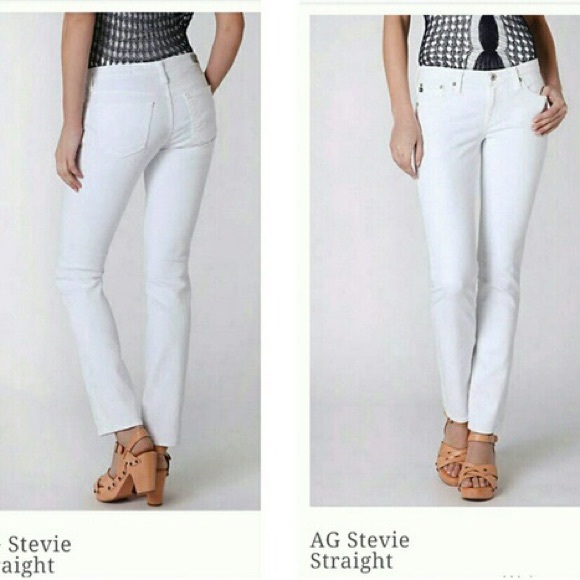 Ag Adriano Goldschmied Pants - AG Slim Straight "Stevie" white jeans