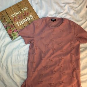 Pink, ripped, Carbon tee.