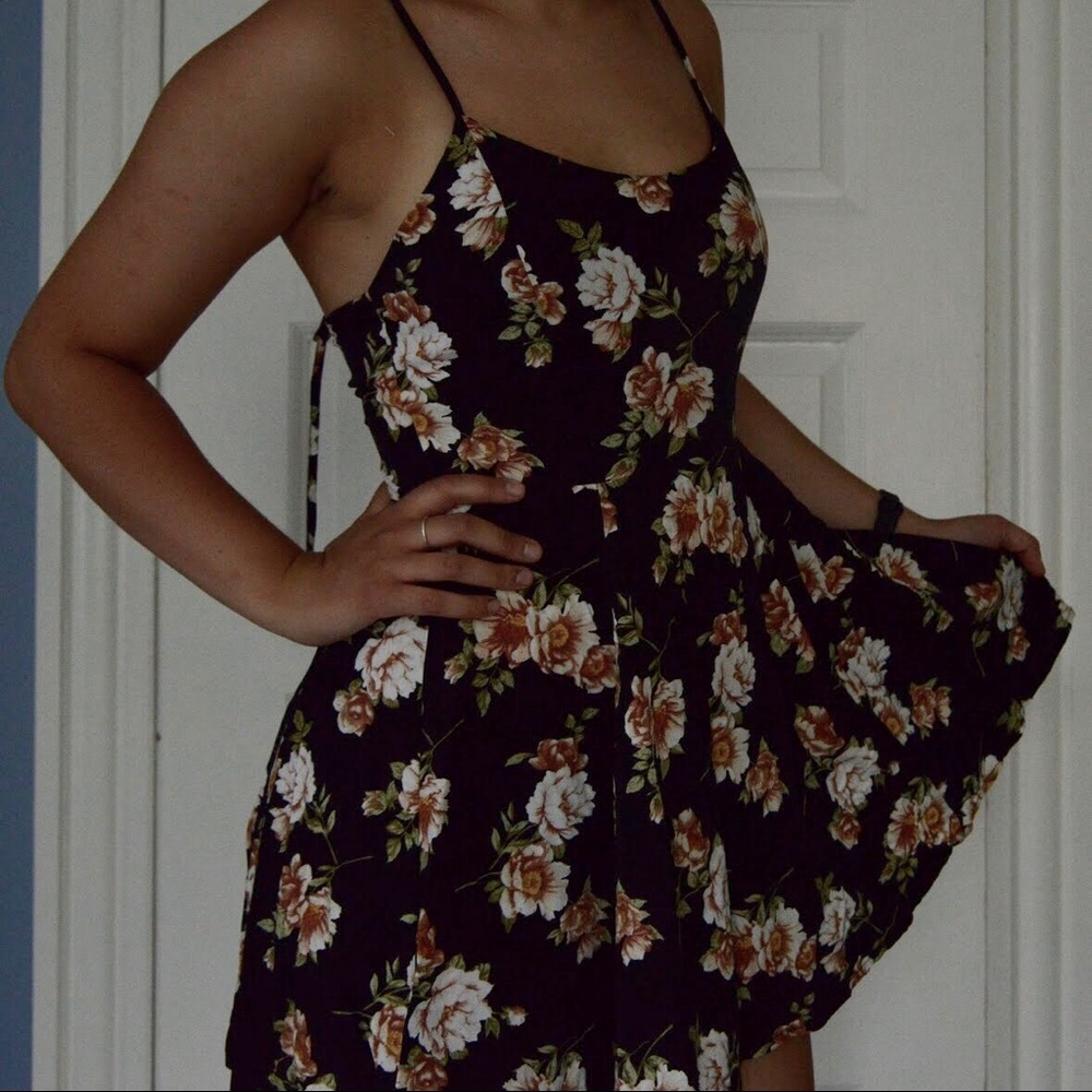 Forever 21 Black Floral Skater Dress
