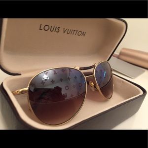 Louis Vuitton Monogram Gold Aviator Sunglasses
