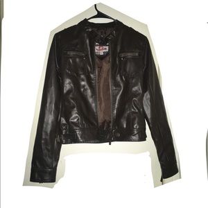 Brown Faux Leather Jacket