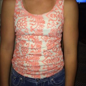Cute laced coral tank top