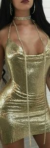 Gold V Kneck Dress