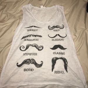 white mustache tank top