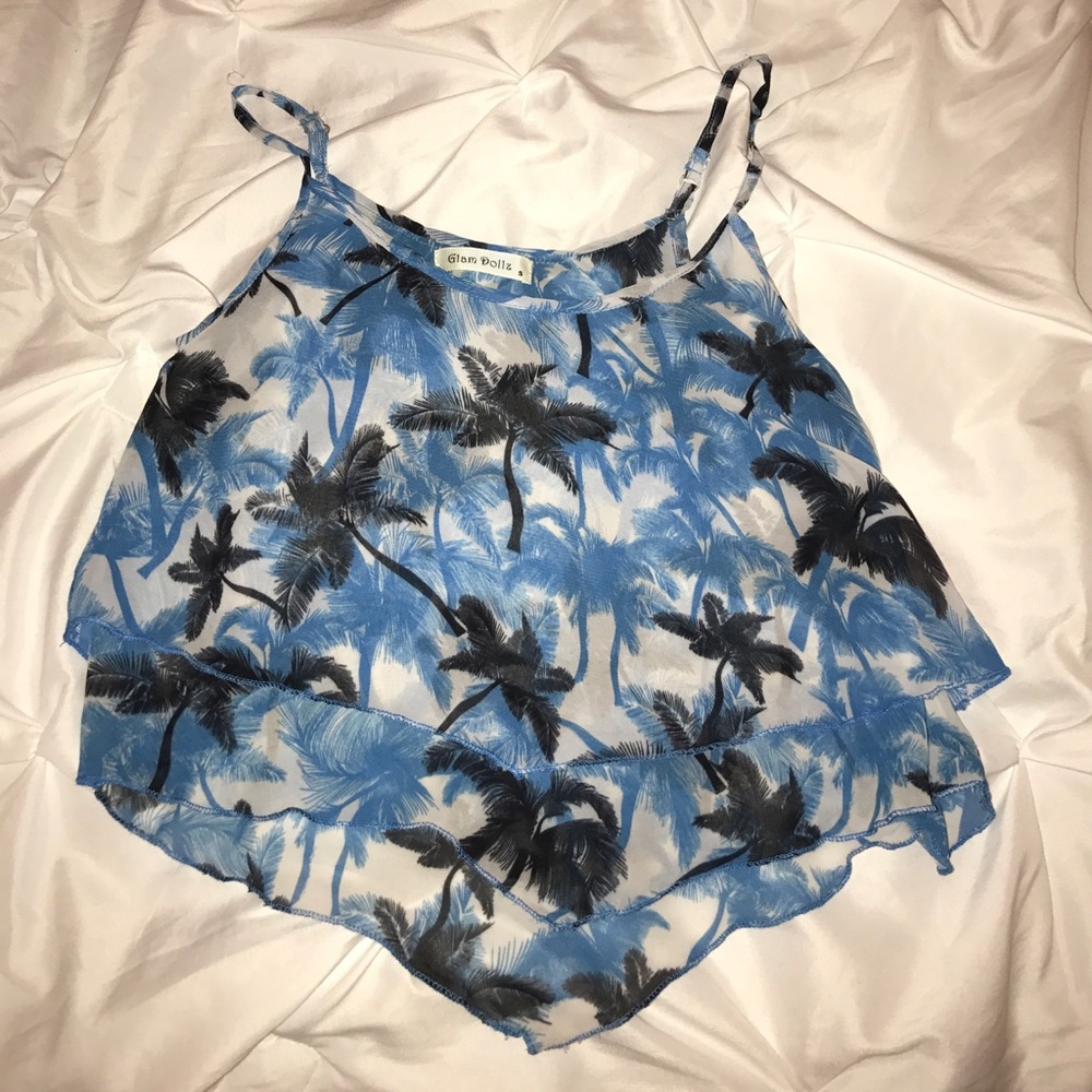 cropped palm tree tank top