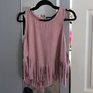 Suede fringe shirt