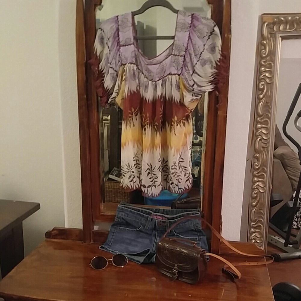 Hippy Bono Sheer Floral Top