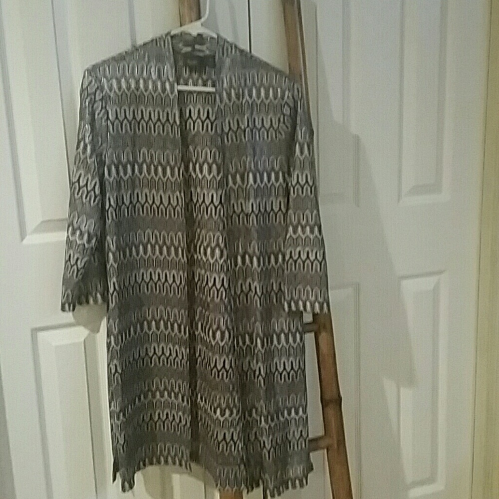 Shimmer  sheer silver  & black tunic  by Chico