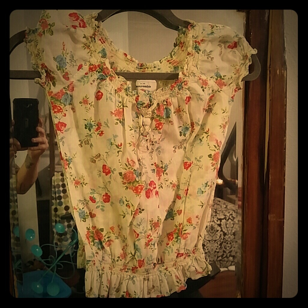 Abercrombie Cotton Floral Hippy Bono Peasant Top