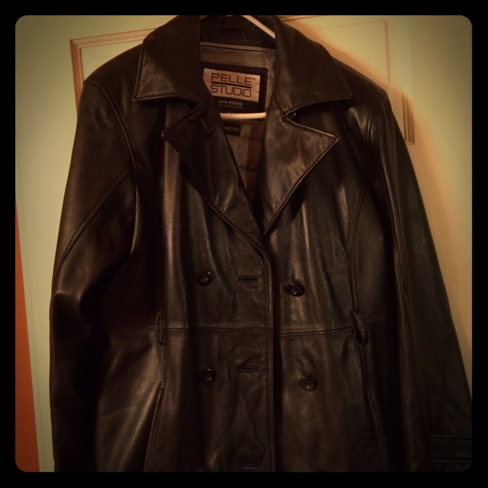 Vintage 90s long slack leather coat.