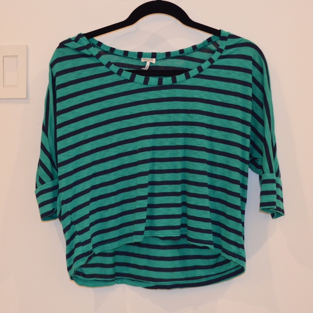 Splendid Green/Turquoise/Navy Striped Top