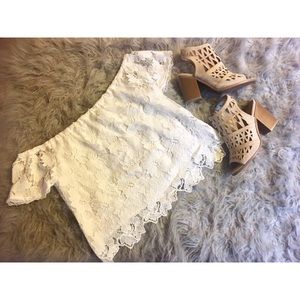 Kendall & Kylie Crochet Lace Off the Shoulder Top
