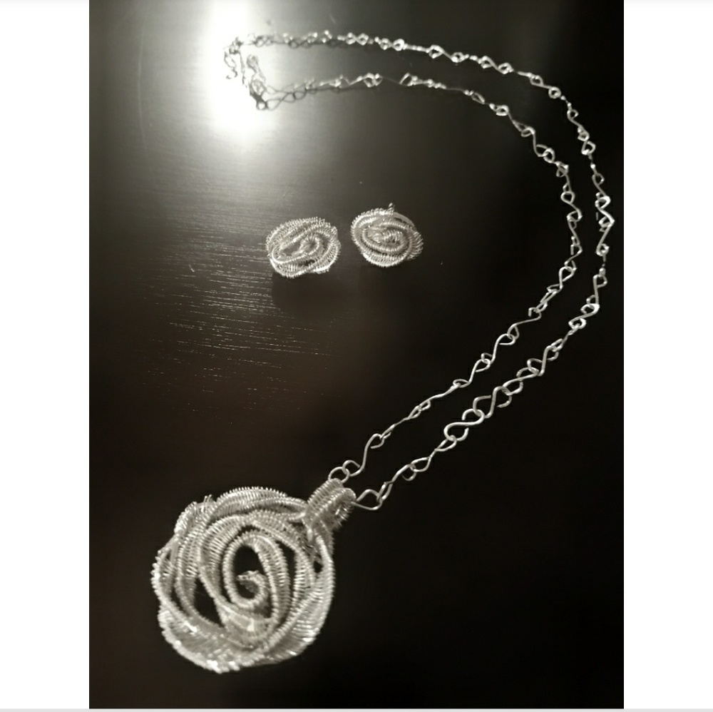 Handmade Wire Necklace and Earrings