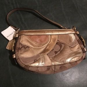Coach Zoe gold patchwork wristlet